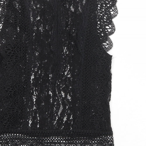 Zara Womens Black Polyester Basic Tank Size XS Round Neck
