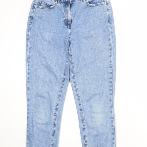 NEXT Womens Blue Cotton Mom Jeans Size 8 Regular Zip