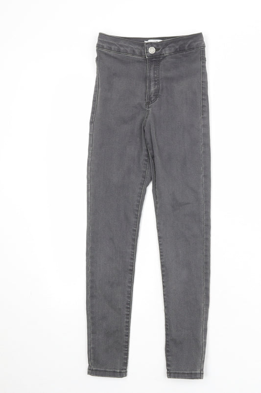 Zara Girls Grey Cotton Skinny Jeans Size 10 Years Regular Zip