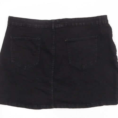 Don't Think Twice Womens Black Cotton A-Line Skirt Size 22 Zip
