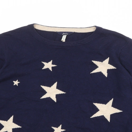 Joules Womens Blue Round Neck Cotton Pullover Jumper Size 12 Pullover - Star Print, Logo