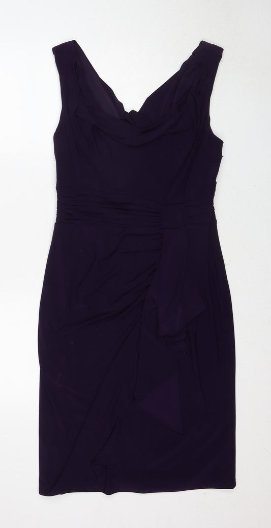 Scarlett Nite Womens Purple Polyester A-Line Size 10 Cowl Neck Zip