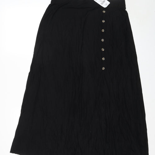 NEXT Womens Black Viscose Peasant Skirt Size 16 Button