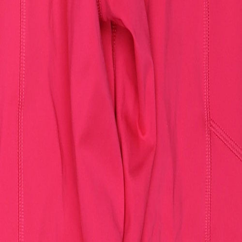 GOODMOVE Womens Pink Polyester Compression Leggings Size 12 Regular Drawstring