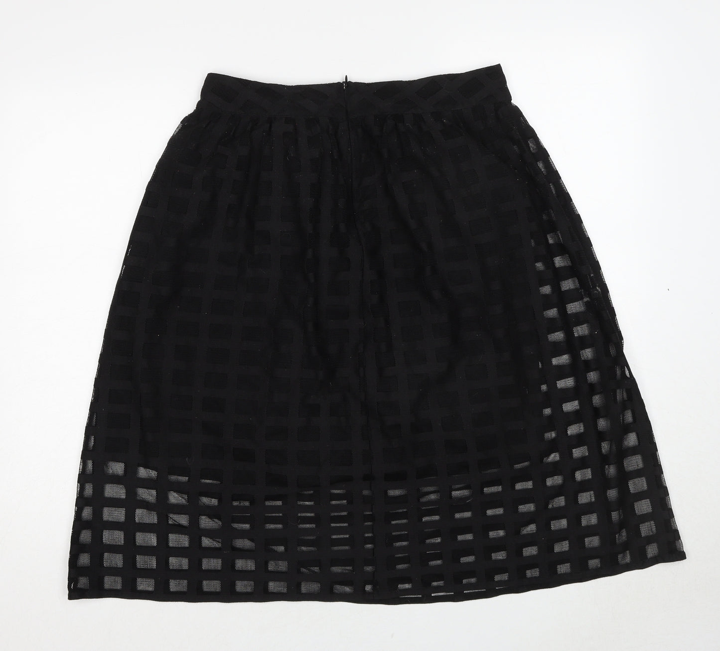 NEXT Womens Black Check Polyester A-Line Skirt Size 10 Zip