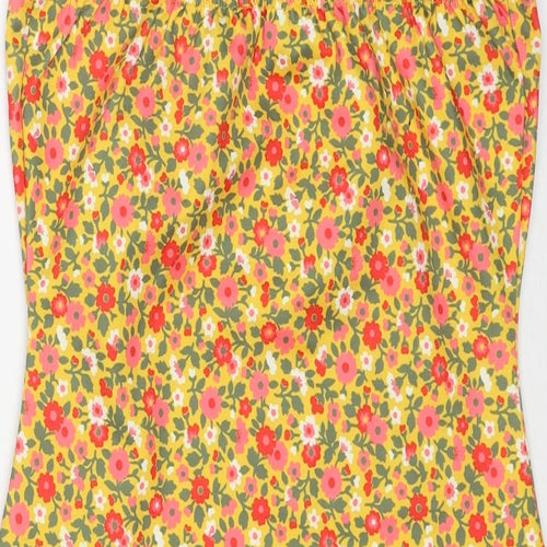 Wednesday's Girl Womens Yellow Floral Polyester Slip Dress Size XS Round Neck Pullover