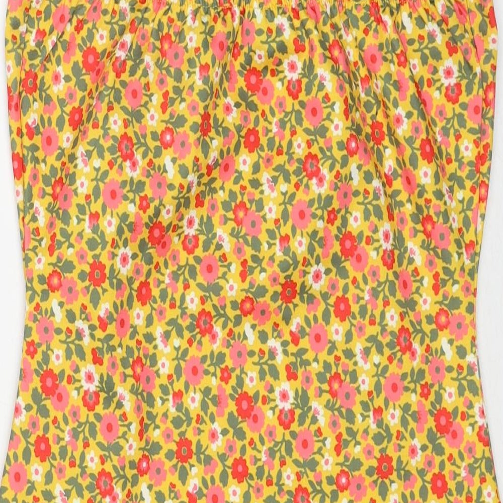 Wednesday's Girl Womens Yellow Floral Polyester Slip Dress Size XS Round Neck Pullover