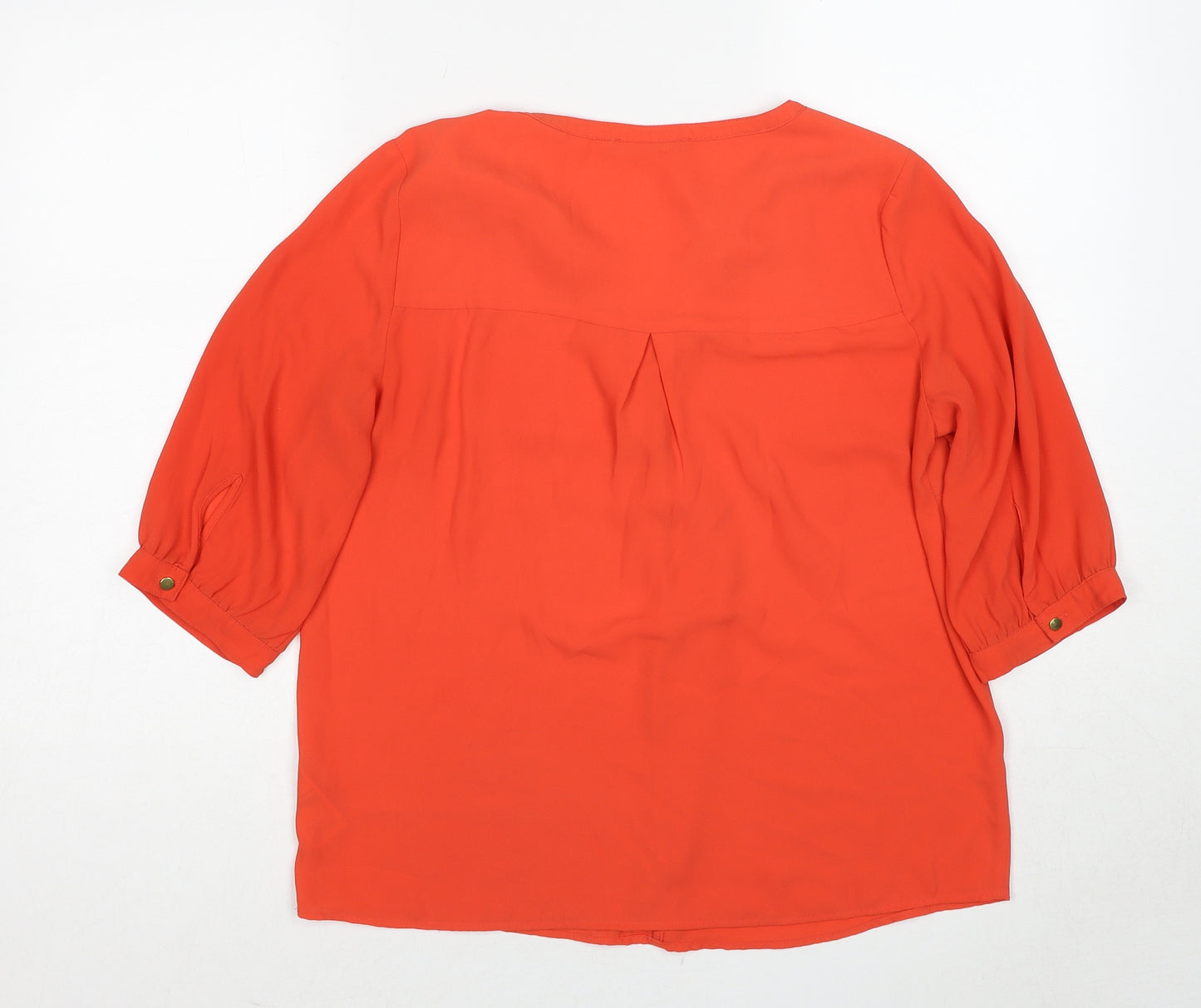 Oasis Womens Orange Polyester Basic Blouse Size 12 V-Neck