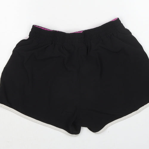 Brooks Womens Black Colourblock Polyester Athletic Shorts Size M Regular Drawstring