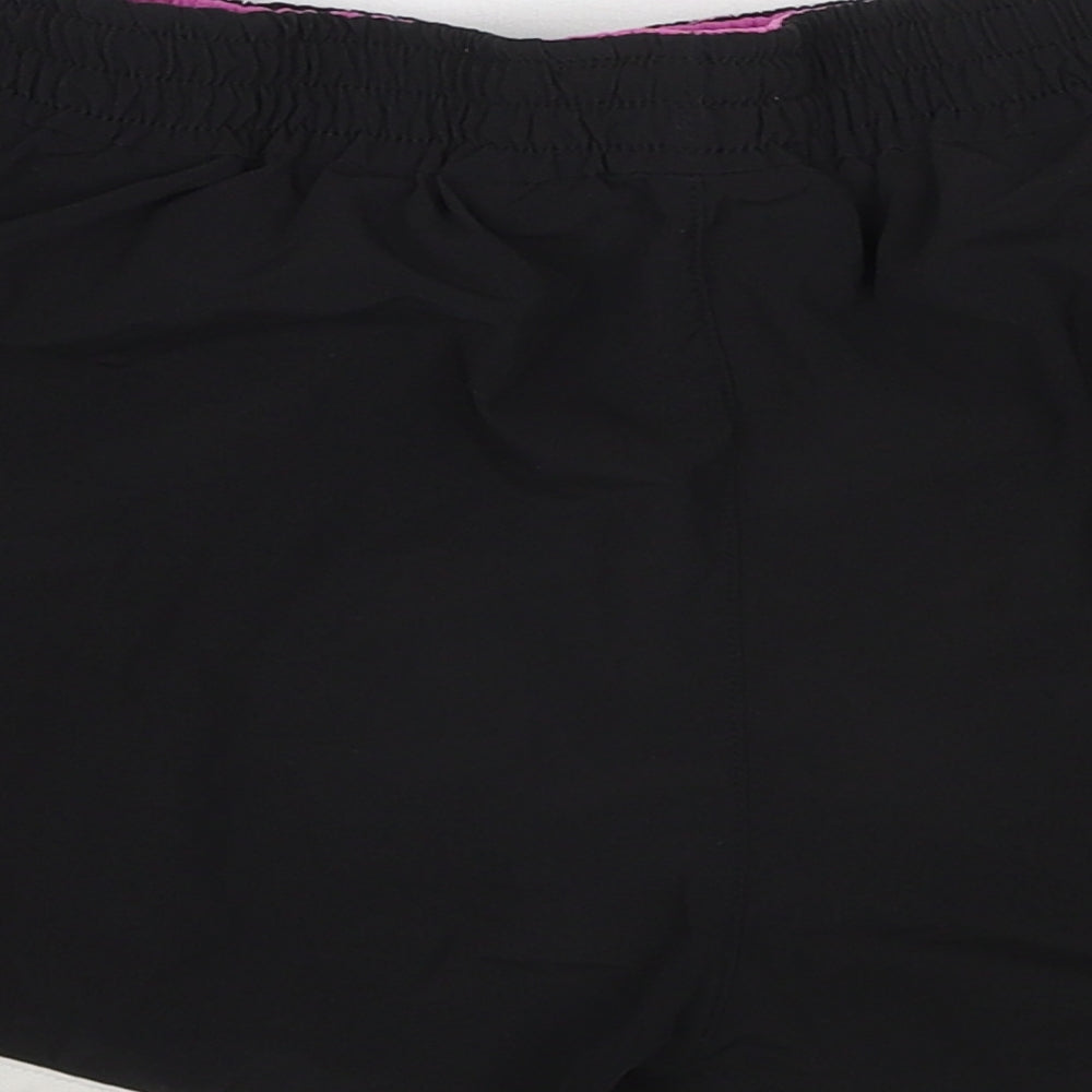 Brooks Womens Black Colourblock Polyester Athletic Shorts Size M Regular Drawstring