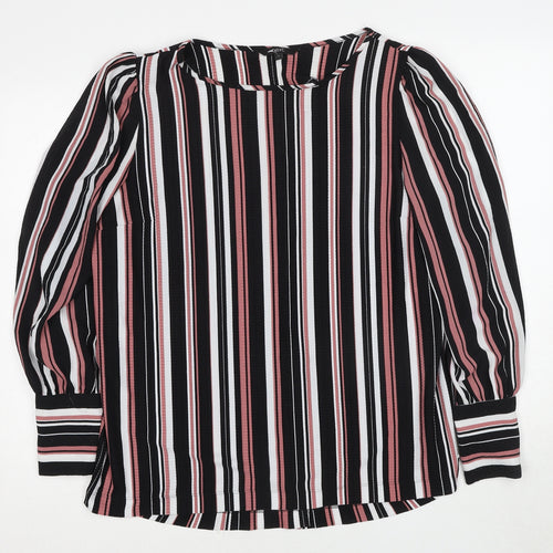 NEXT Womens Multicoloured Striped Polyester Basic Blouse Size 16 Round Neck