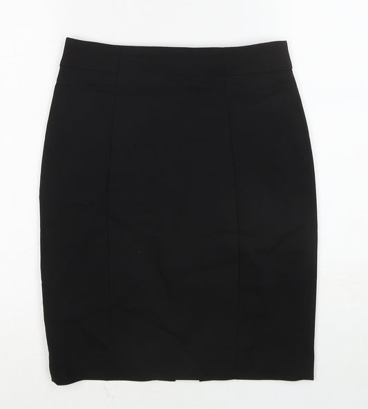 H&M Womens Black Cotton Straight & Pencil Skirt Size 6 Zip