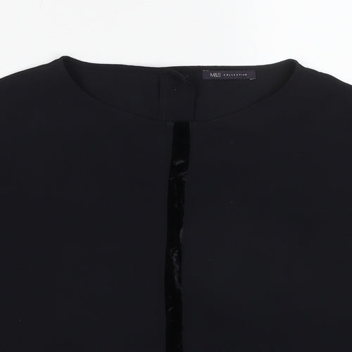 NEXT Womens Black Polyester Basic T-Shirt Size 14 Round Neck