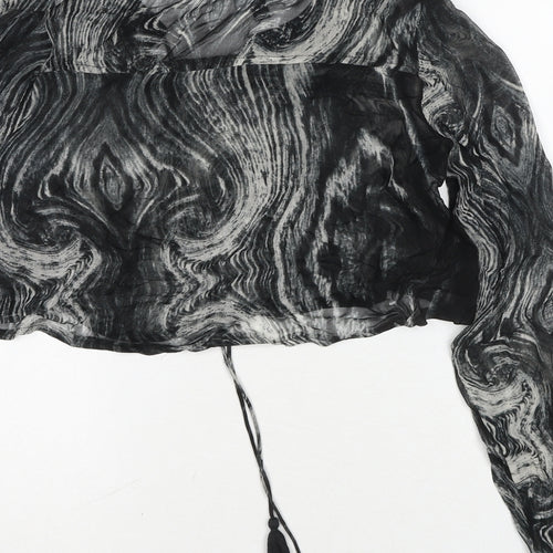 NÜ Denmark Womens Black Geometric Polyester Basic Blouse Size XS V-Neck