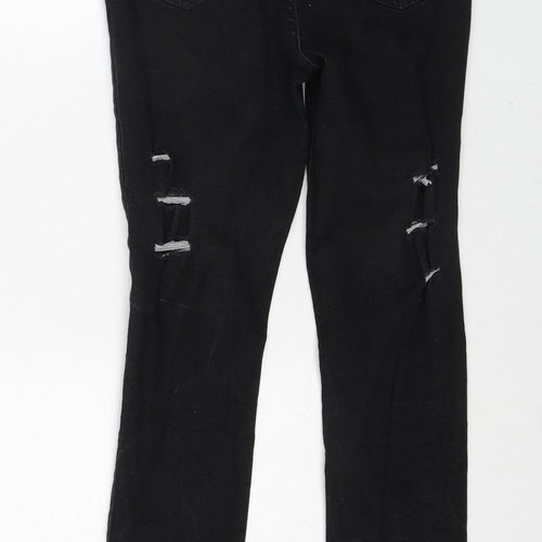 JK Attire Womens Black Cotton Skinny Jeans Size 12 Regular Zip - Fire