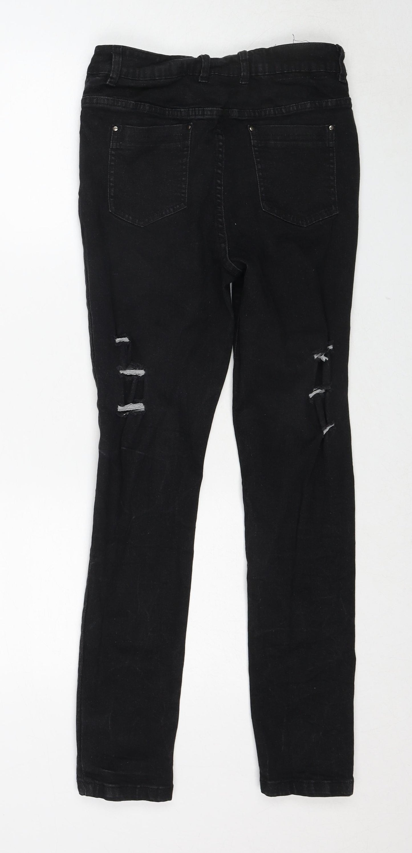 JK Attire Womens Black Cotton Skinny Jeans Size 12 Regular Zip - Fire