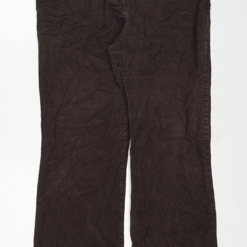 Marks and Spencer Womens Brown Cotton Trousers Size 16 Regular Zip
