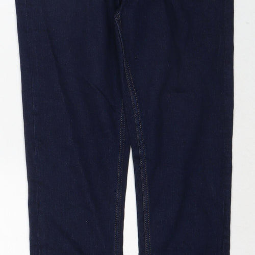 Marks and Spencer Womens Blue Cotton Straight Jeans Size 10 Slim Zip
