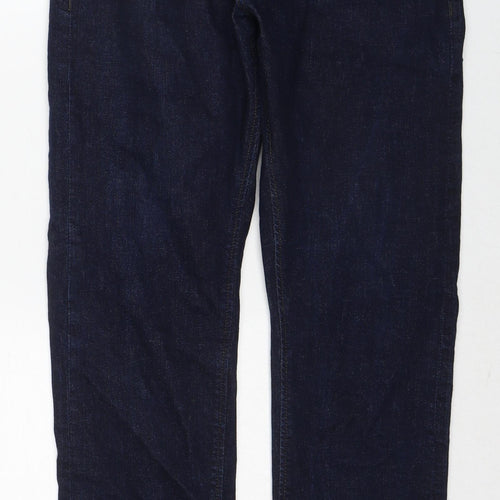 Marks and Spencer Womens Blue Cotton Straight Jeans Size 34 in L31 in Slim Zip