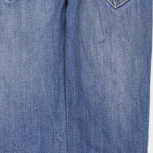 Topshop Womens Blue Cotton Straight Jeans Size 32 in Slim Zip