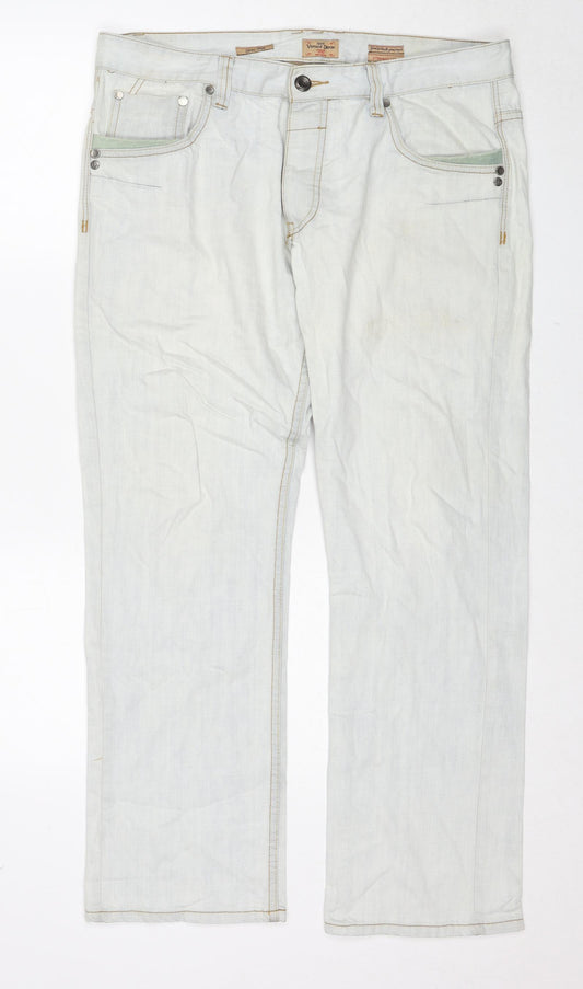NEXT Womens Blue Cotton Straight Jeans Size 36 in Regular Zip