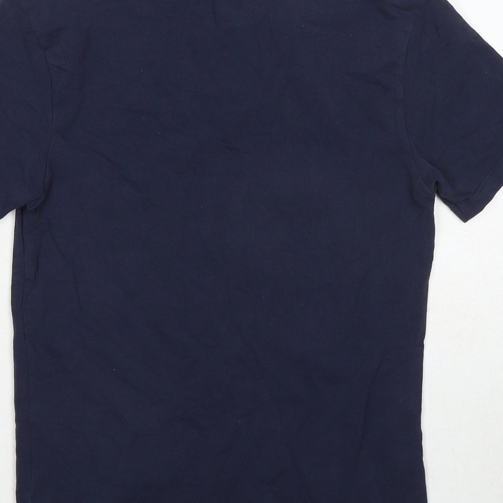 Zara Mens Blue Cotton T-Shirt Size S V-Neck