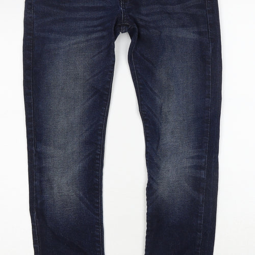 Very Mens Blue Cotton Straight Jeans Size 30 in Relaxed Zip