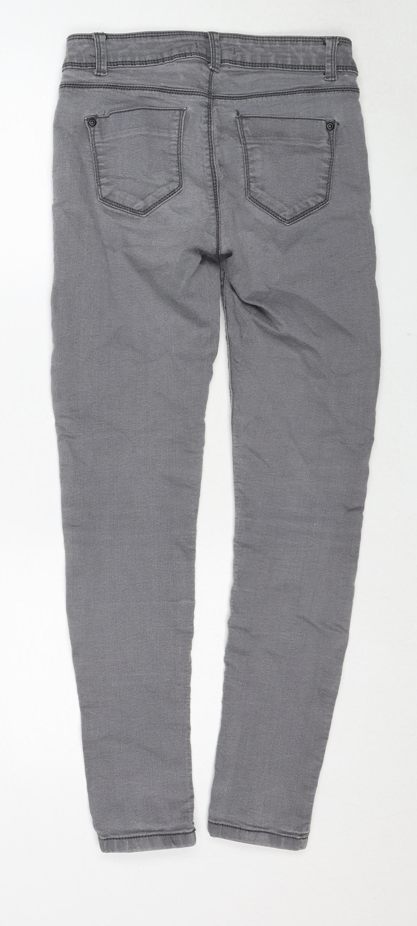 Dorothy Perkins Womens Grey Cotton Skinny Jeans Size 8 Regular Zip