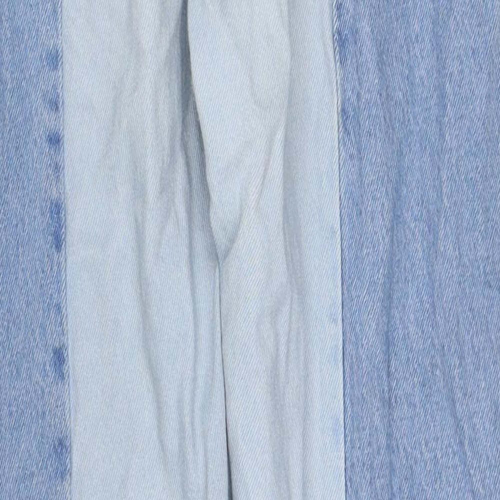 Stradivarius Womens Blue Cotton Straight Jeans Size 8 Regular Zip