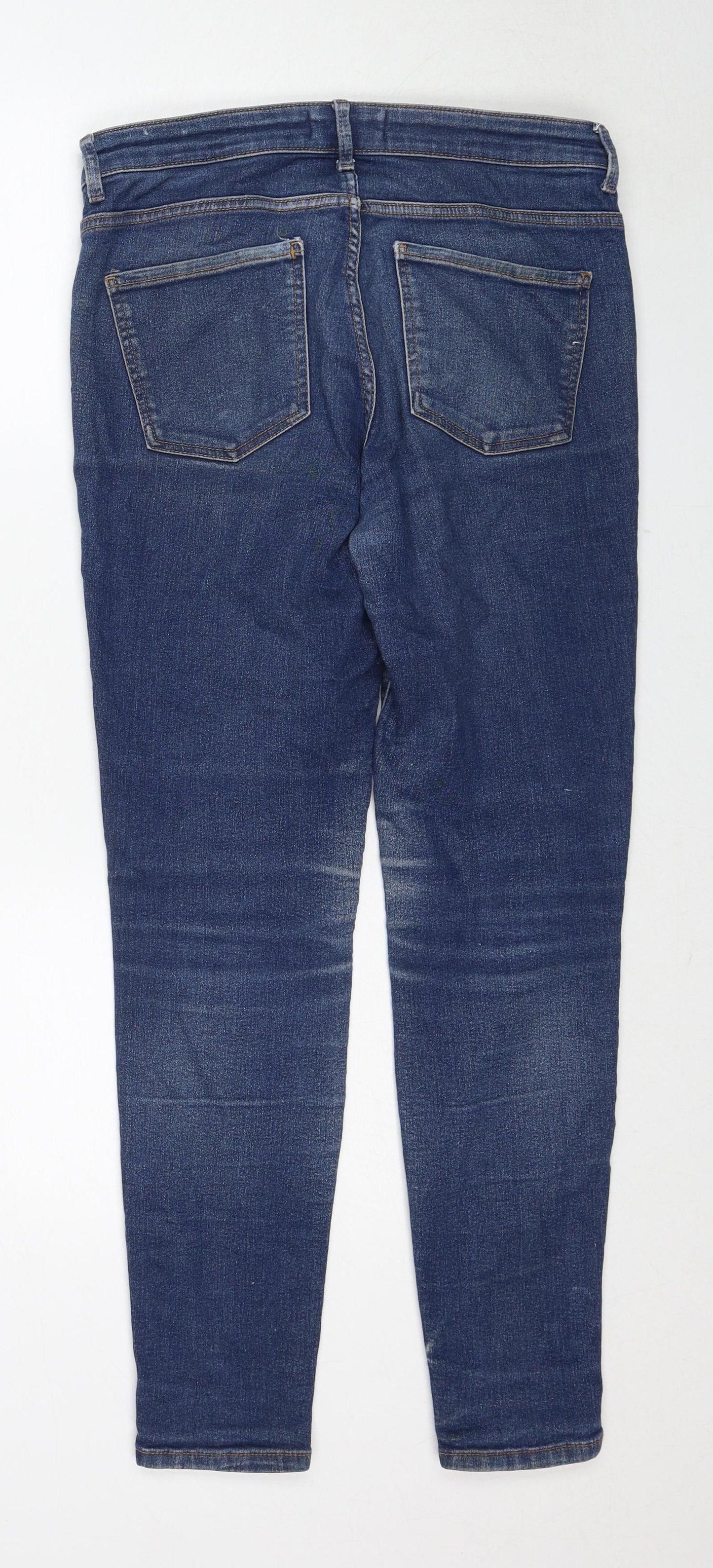 Mango Womens Blue Cotton Skinny Jeans Size 12 Regular Zip