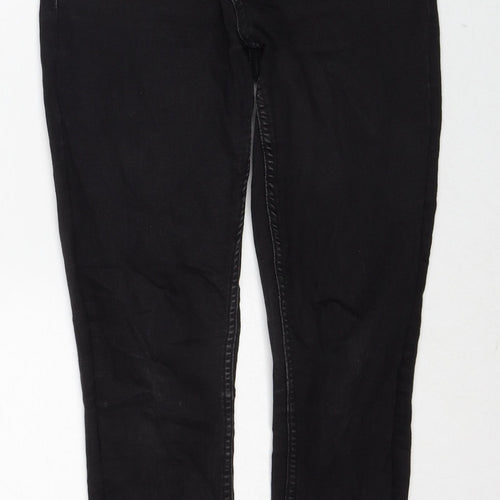 Marks and Spencer Womens Black Cotton Skinny Jeans Size 8 Regular Zip - Short leg