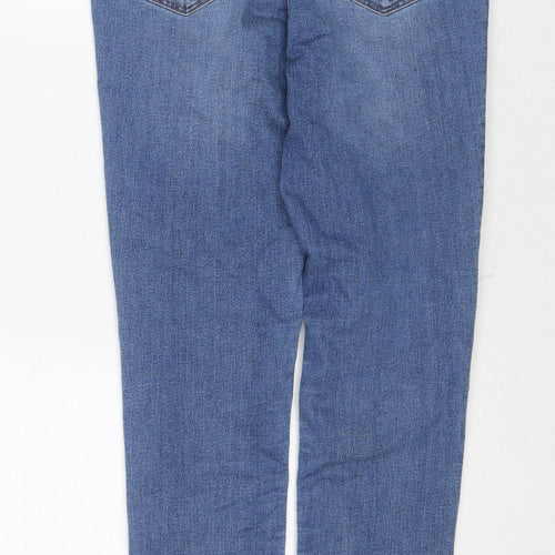H&M Womens Blue Cotton Skinny Jeans Size 12 Regular Zip