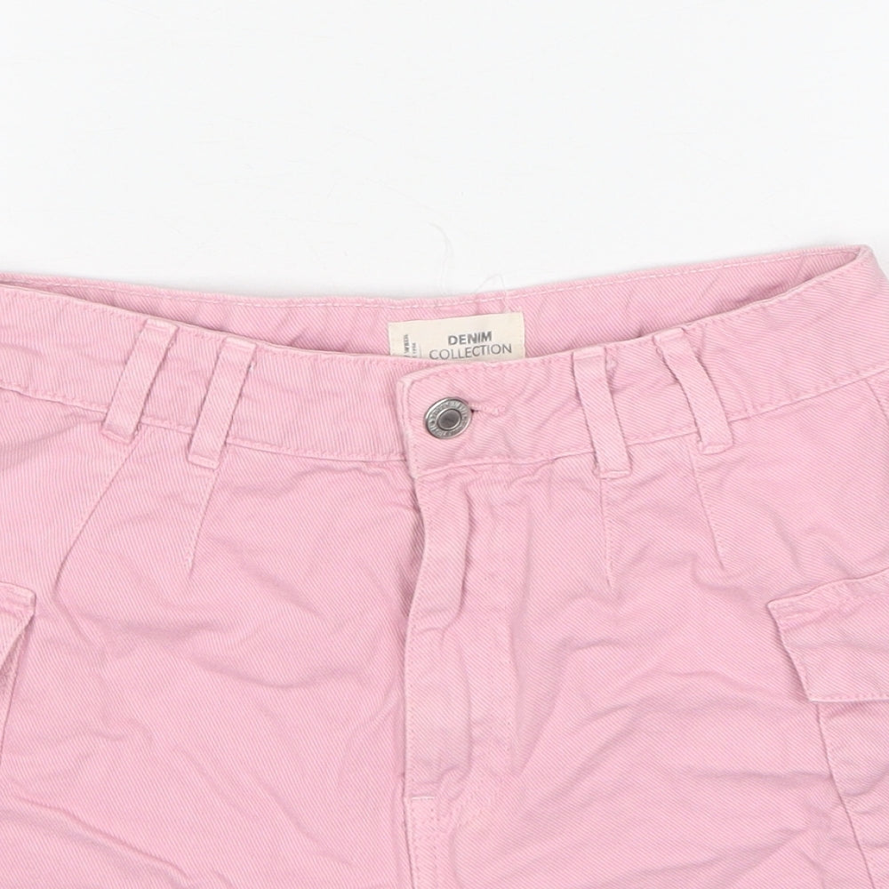 TALLY WEiJL Womens Pink Cotton Cargo Shorts Size 8 Regular Zip