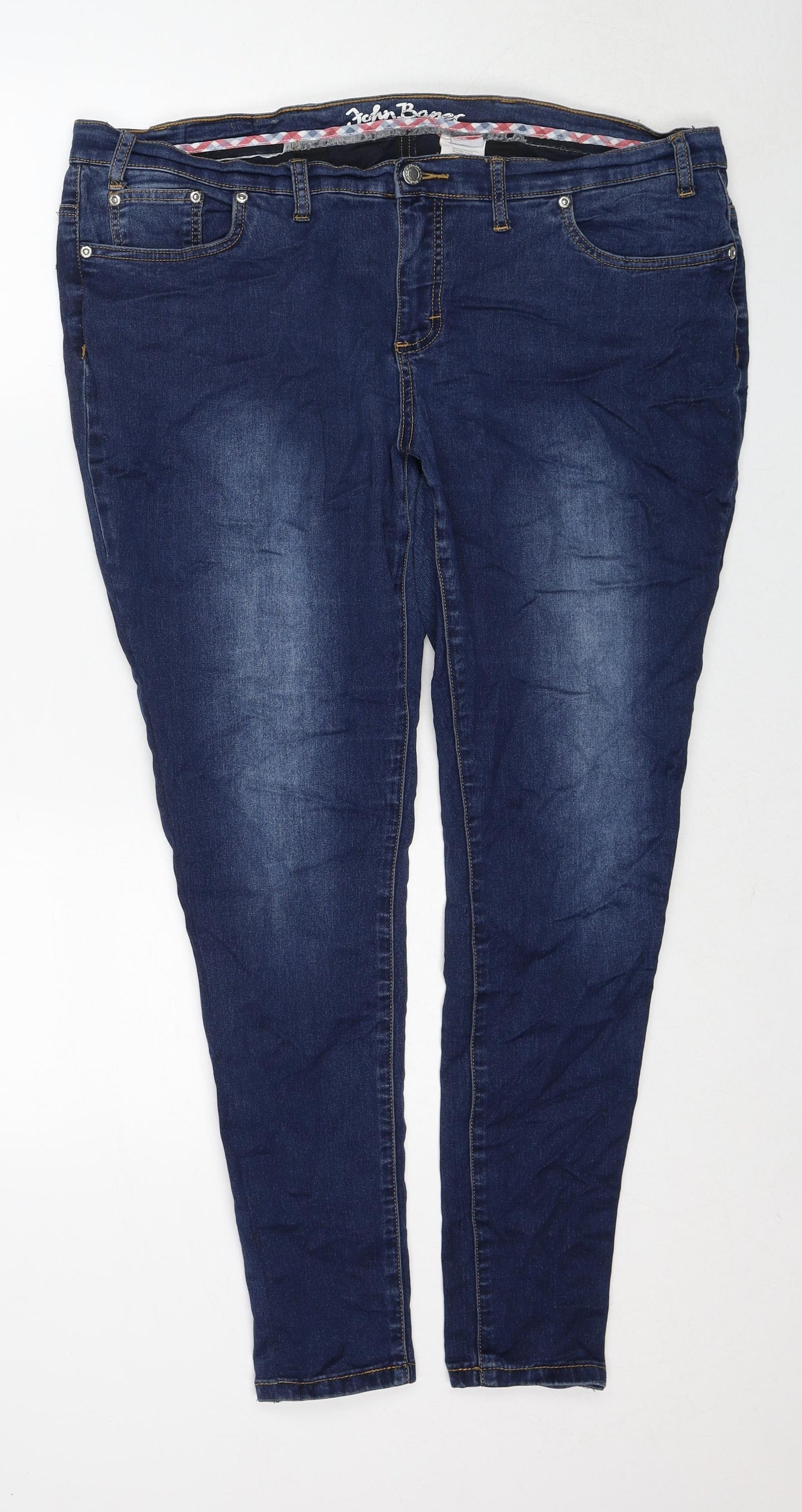 John Baner Womens Blue Cotton Skinny Jeans Size 22 Regular Zip