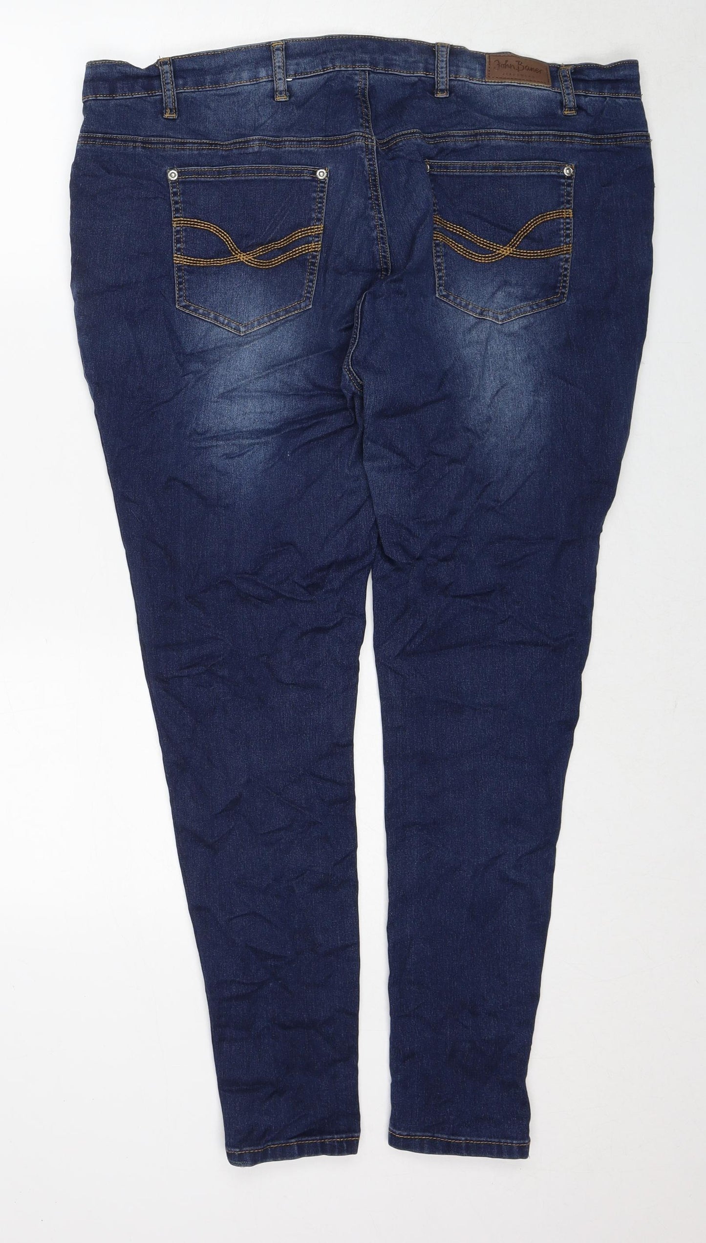 John Baner Womens Blue Cotton Skinny Jeans Size 22 Regular Zip