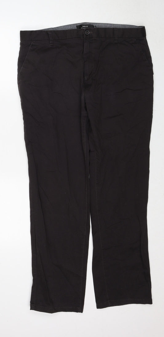 NEXT Mens Black Cotton Chino Trousers Size 36 in Regular Zip