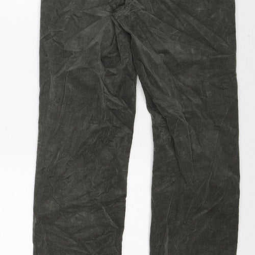 Marks and Spencer Womens Green Cotton Trousers Size 8 Regular Zip