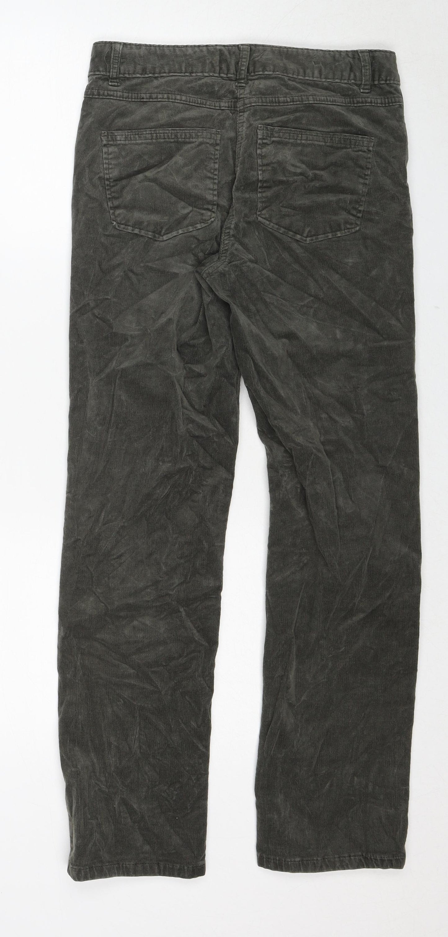 Marks and Spencer Womens Green Cotton Trousers Size 8 Regular Zip
