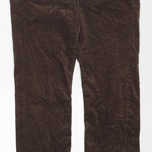 Marks and Spencer Womens Brown Cotton Trousers Size 14 Regular Zip