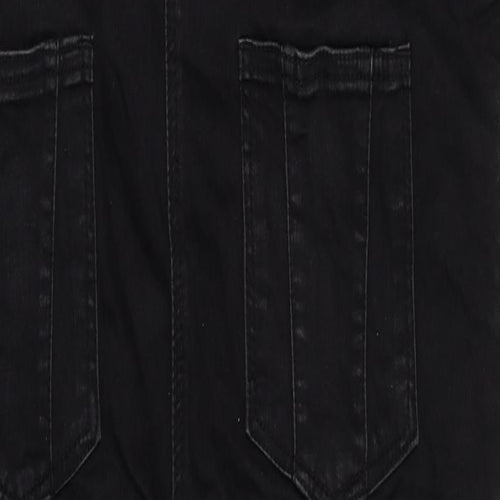 JoJo Maman Bébé Womens Black Cotton Dungaree One-Piece Size 12 Zip - Buckle Pockets