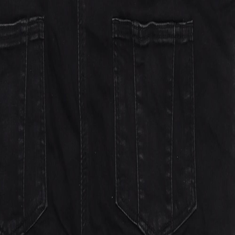 JoJo Maman Bébé Womens Black Cotton Dungaree One-Piece Size 12 Zip - Buckle Pockets