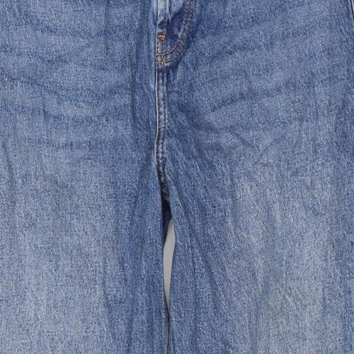 Topshop Womens Blue Cotton Straight Jeans Size 12 Regular Zip