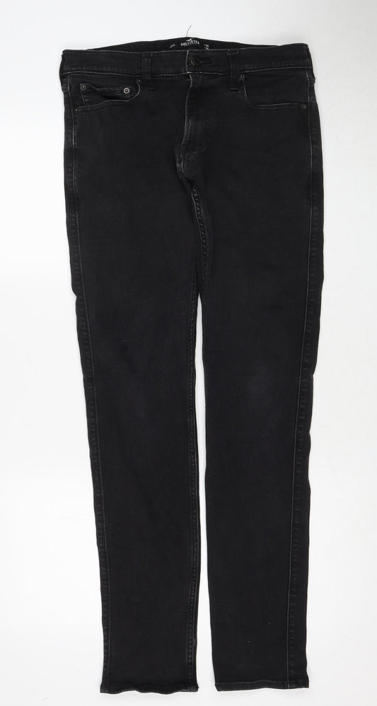 Hollister Mens Black Cotton Straight Jeans Size 32 in L34 in Regular Zip