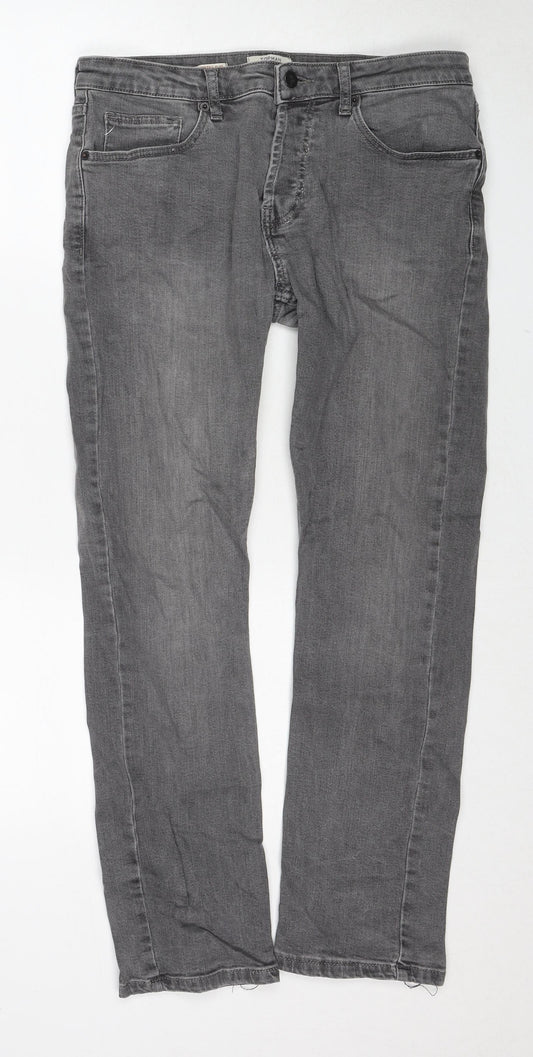 Topman Mens Grey Cotton Skinny Jeans Size 32 in Slim Button