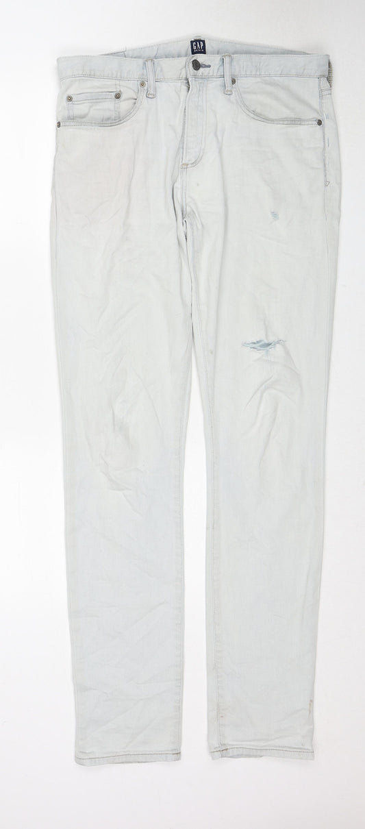 Gap Mens Blue Cotton Skinny Jeans Size 33 in L34 in Slim Zip