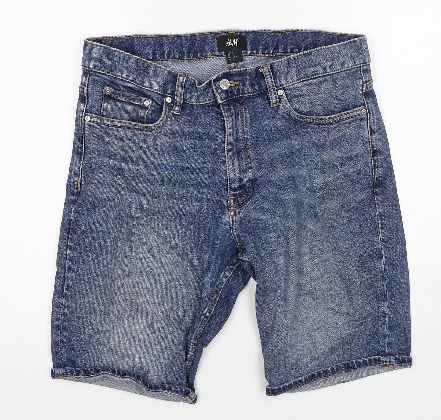 H&M Mens Blue Cotton Bermuda Shorts Size 31 in Regular Zip