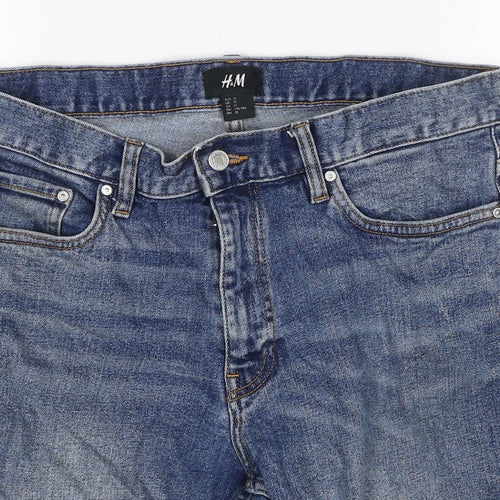 H&M Mens Blue Cotton Bermuda Shorts Size 31 in Regular Zip