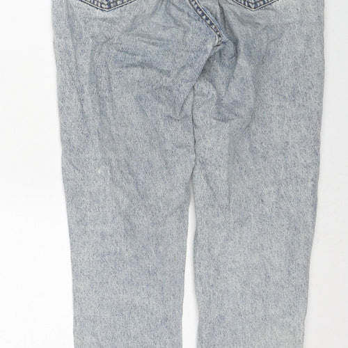 Pull&Bear Womens Blue Cotton Mom Jeans Size 8 Regular Zip