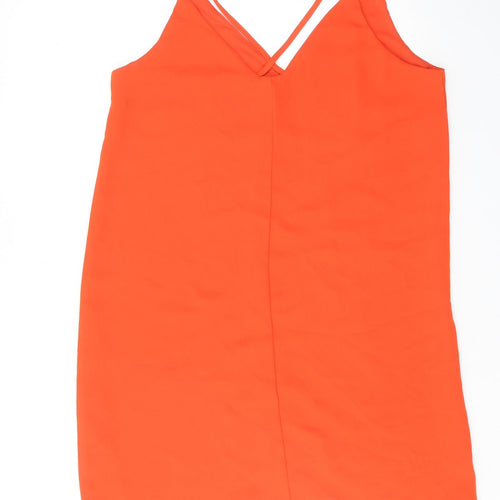 Topshop Womens Orange Polyester Tank Dress Size 12 V-Neck Pullover