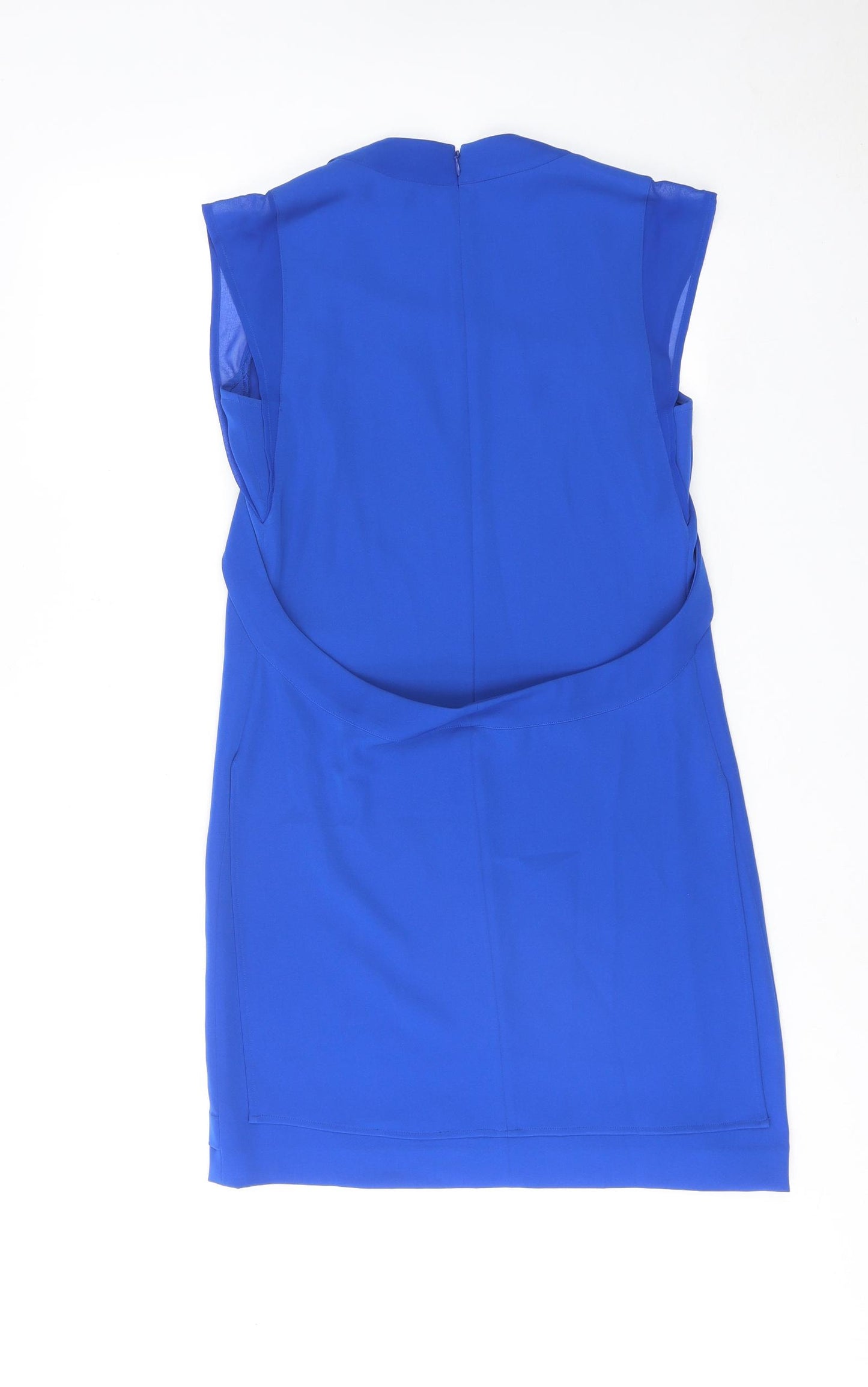 The Kooples Womens Blue Polyester Shift Size S Square Neck Zip - Asymmetric Neckline